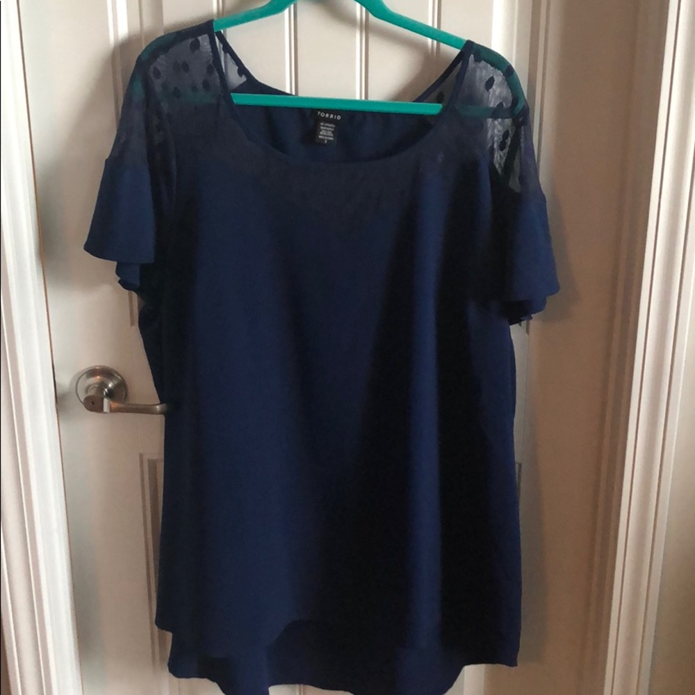 Navy blue torrid short sleeve blouse